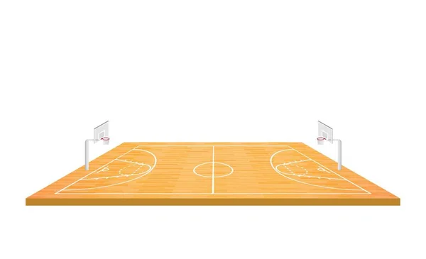 Basketballfeld Isoliert Auf Weißem Hintergrund Vektorillustration — Stockvektor