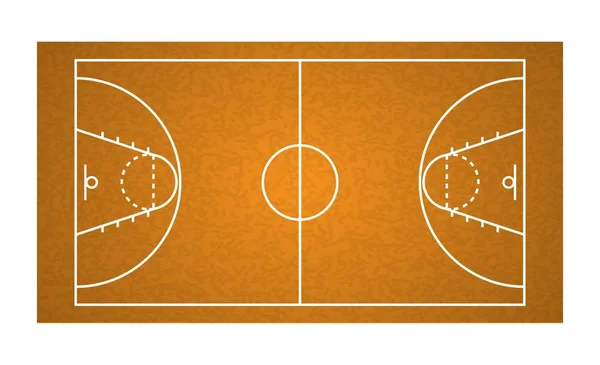 Üstten Görünüm Basketbol Alan Beyaz Arka Plan Üzerinde Vektör Illüstrasyon — Stok Vektör