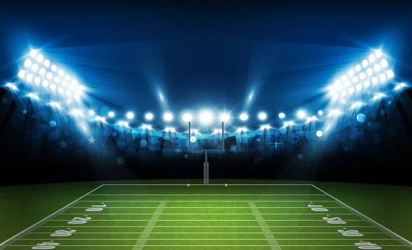 Futbol Amerykański Arena Pole Stadion Jasne Światła Projektowanie Wektor Oświetlenie — Wektor stockowy