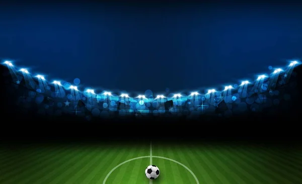 Terrain Football Avec Des Lumières Stade Lumineux Design Éclairage Vectoriel — Image vectorielle