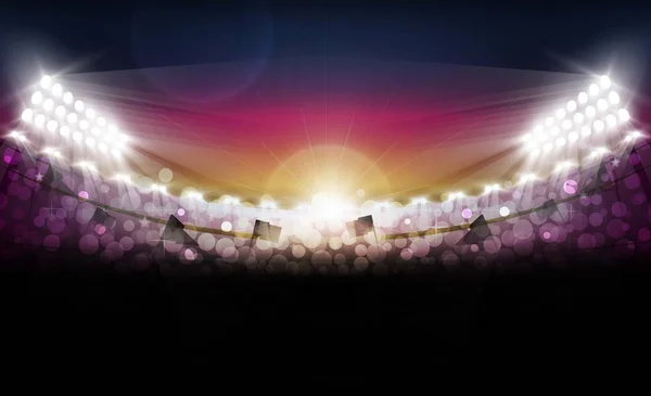 Яскравий Стадіон Запалює Векторний Дизайн Вечірній Захід Сонця Векторне Освітлення — стоковий вектор