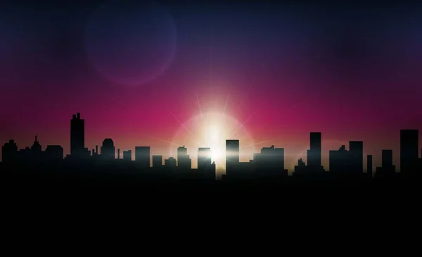 Abstract Sunset Twilight Imagination Building City Vector Illustration — Stock Vector