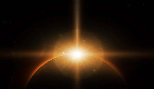 Планета Земля Восходом Солнца Векторная Иллюстрация — стоковый вектор