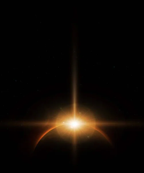 Planet Erde Mit Sonnenaufgang Vektorillustration — Stockvektor