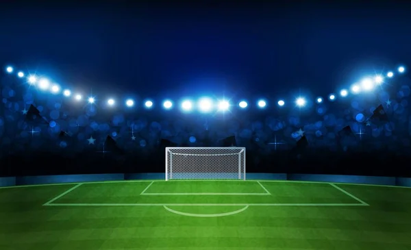 Terrain Football Avec Des Lumières Stade Lumineux Design Éclairage Vectoriel — Image vectorielle