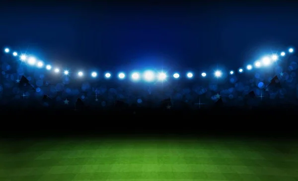 Fußballfeld Mit Hellen Stadionlichtern Vektorbeleuchtung — Stockvektor