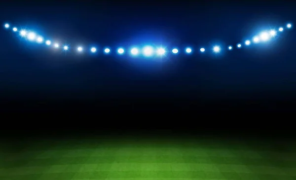 明るいスタジアムライトデザインのサッカーアリーナフィールド ベクトル照明 — ストックベクタ