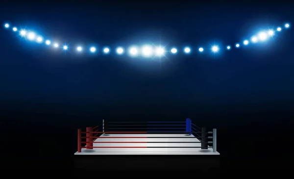 Arena Anillo Boxeo Proyectores Diseño Vectorial Iluminación Vectorial — Vector de stock