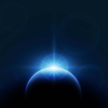 Gündoğumu ile dünya gezegeni. vektör çizim