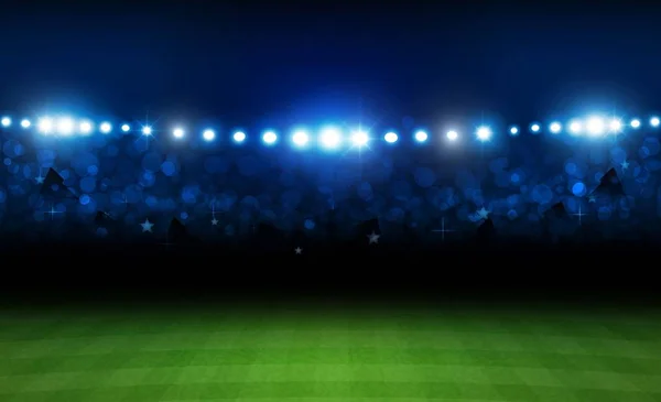 Campo Calcio Arena Con Design Luci Dello Stadio Luminoso Illuminazione — Vettoriale Stock