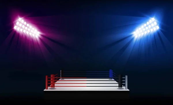 ボクシング リング アリーナと投光照明デザインをベクトルします ベクトル照明 — ストックベクタ