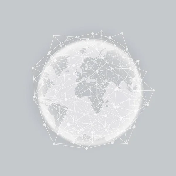 Bolygó Föld Fehér Technológia Hálózattal Vektoros Illusztráció — Stock Vector