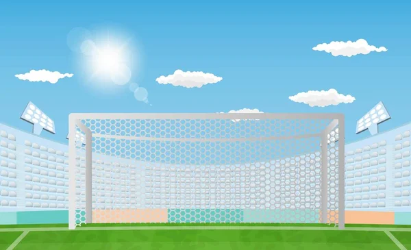 Terrain Football Arène Avec Des Lumières Soleil Conception Vectorielle Jour — Image vectorielle