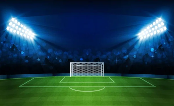 Terrain Football Arène Avec Des Lumières Stade Design Vectoriel Lumineux — Image vectorielle