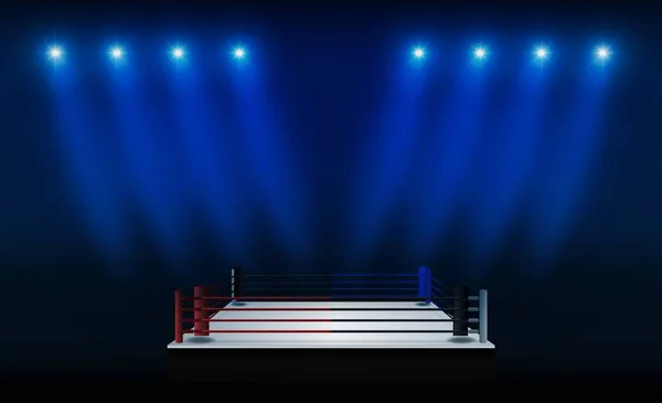 Boxerský Ring Arena Reflektory Vektorový Design Vektor Osvětlení — Stockový vektor