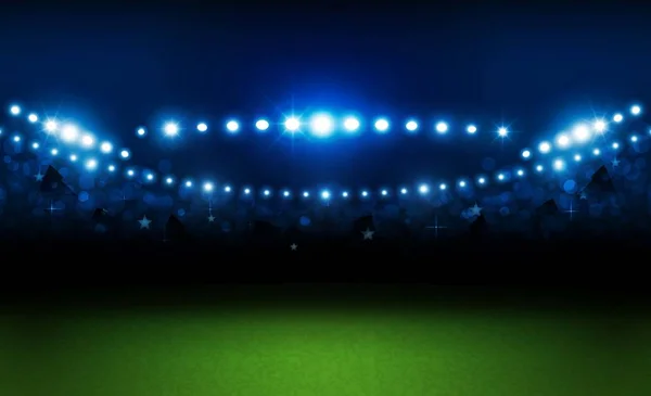 Terrain Football Arène Avec Des Lumières Stade Design Vectoriel Lumineux — Image vectorielle