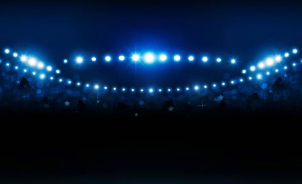 Campo Fútbol Arena Con Luces Estadio Brillante Diseño Vectorial Iluminación — Vector de stock