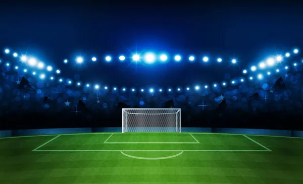 Terrain Football Arène Avec Des Lumières Stade Design Vectoriel Lumineux — Image vectorielle