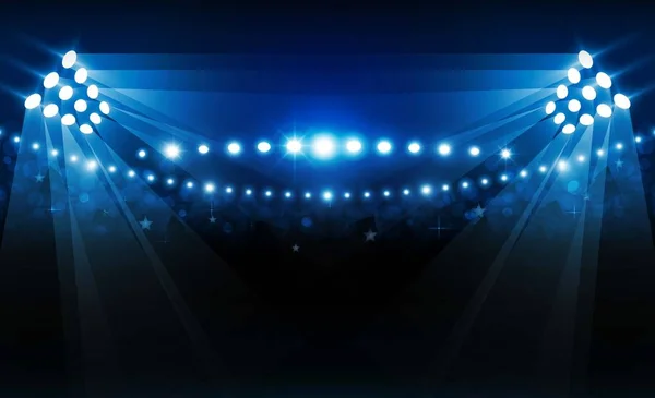 足球场球场有明亮的体育场灯矢量设计 矢量照明 — 图库矢量图片