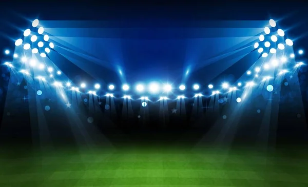 Terrain Football Arène Avec Des Lumières Stade Design Vectoriel Lumineux — Image vectorielle