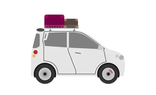 Автомобиль Чемоданами Багажнике Крыше Векторная Иллюстрация — стоковый вектор