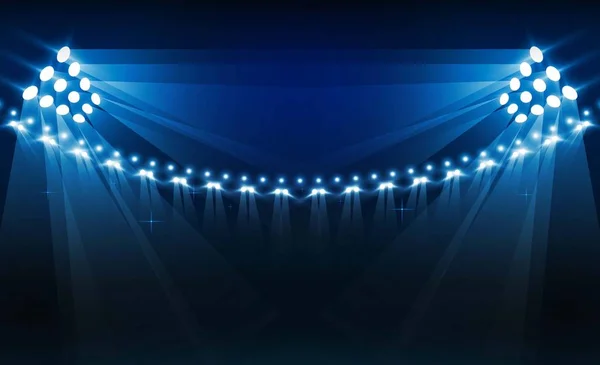 Campo Fútbol Arena Con Luces Estadio Brillante Diseño Vectorial Iluminación — Vector de stock