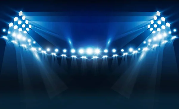 Campo Fútbol Arena Con Luces Estadio Brillante Diseño Vectorial Iluminación — Vector de stock