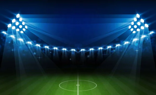Футбольна Арена Поля Яскравими Вогнями Стадіону Векторний Дизайн Векторне Освітлення — стоковий вектор