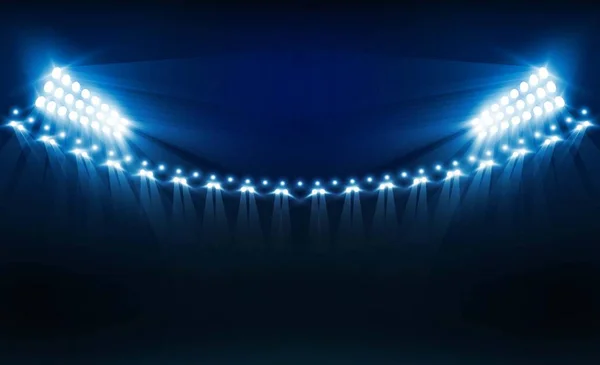 足球场球场有明亮的体育场灯矢量设计 矢量照明 — 图库矢量图片