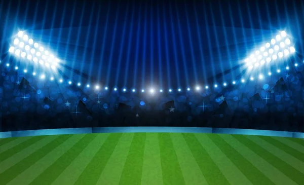 Terrain Football Arène Avec Des Lumières Stade Design Vectoriel Lumineux — Image vectorielle