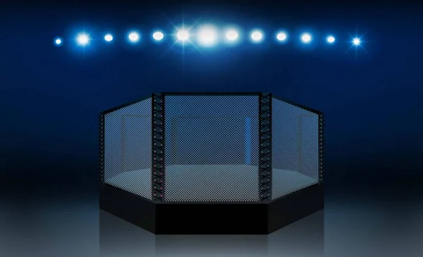 拳击圈竞技场 为运动和战斗比赛的信件 战斗和比赛设计 八角环 矢量照明 — 图库矢量图片