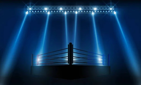 Boxe Ring Arena Proiettori Progettazione Vettoriale Illuminazione Vettoriale — Vettoriale Stock