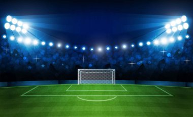 Parlak stadyum ışıkları vektör tasarımlı futbol sahası 