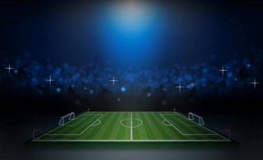 Parlak stadyum ışıkları vektör tasarımı ile futbol sahası