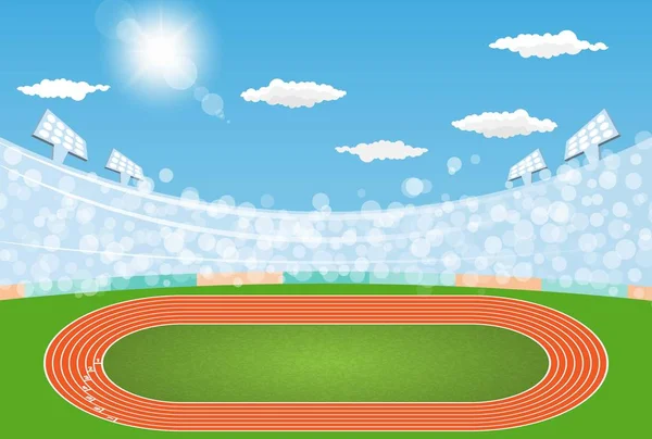 Running track arena field with day design. Vector illumination — Stock Vector