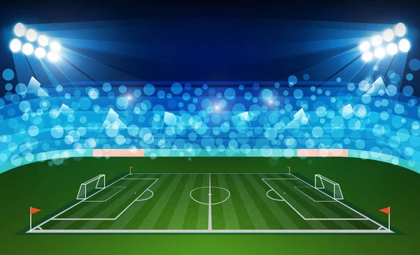 Campo de arena de fútbol con luces de estadio brillante diseño vectorial — Archivo Imágenes Vectoriales