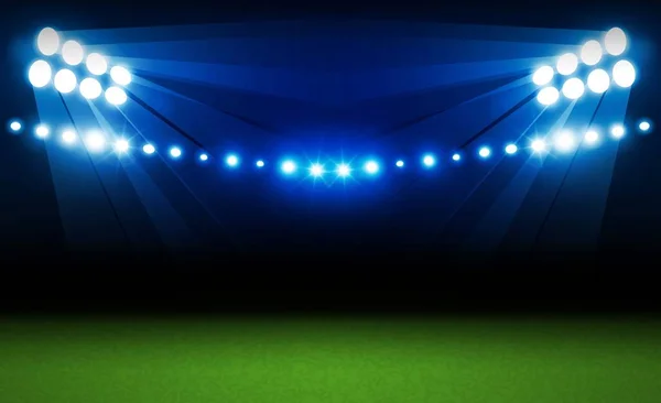 Campo de arena de fútbol con luces de estadio brillante diseño vectorial un — Vector de stock