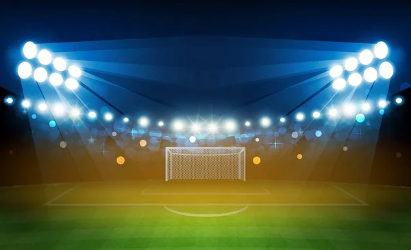 Campo de arena de fútbol con luces de estadio brillante diseño vectorial un — Vector de stock