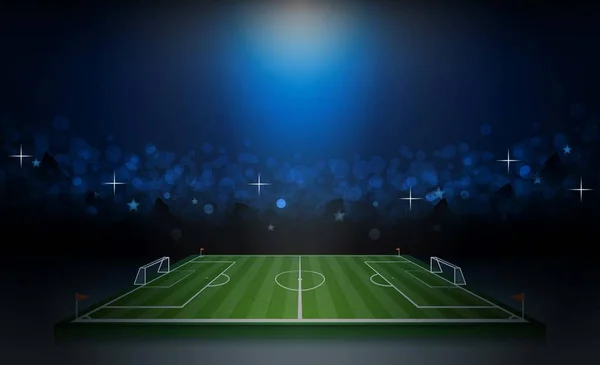 Terrain de football arène avec des lumières de stade lumineux vecteur conception un — Image vectorielle