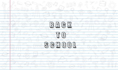 Not defterinden okul tasarım vektörüne kadar farklı şeyler içeren eğitim okulu kavramı.