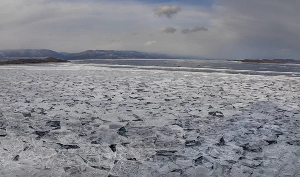 Замерзла Озеро Байкал Тумані Морозу — стокове фото