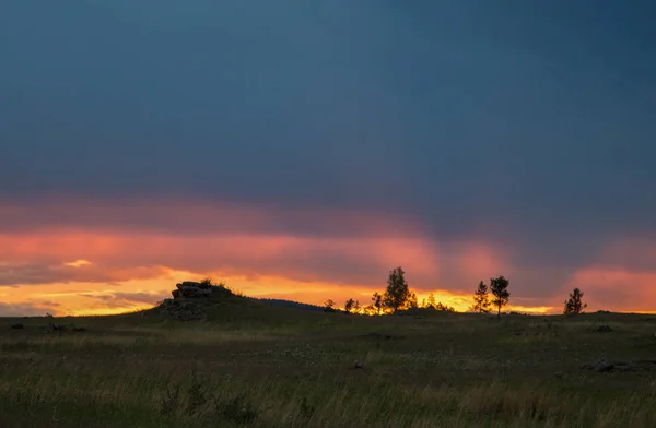 Zomeronweersbui Khakassia Clair Obscur Wolken — Stockfoto