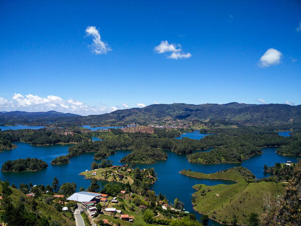 Piedra del Penol, Aerial view of Guatape in Antioquia, Colombia