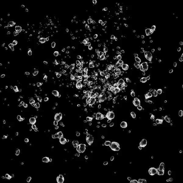 Burbujas Agua Blanca Aisladas Sobre Fondo Negro Gotas Agua Lluvia —  Fotos de Stock