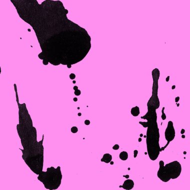 Soyut siyah boya doku pembe bir arka plan üzerinde splatters