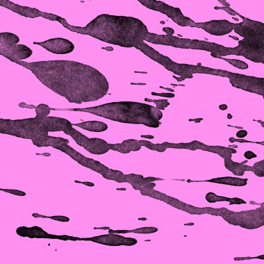 Soyut siyah boya doku pembe bir arka plan üzerinde splatters