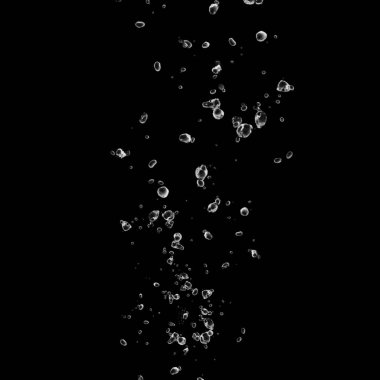 Siyah arka plan üzerine beyaz su kabarcıkları izole. Su damla yağmur. Sualtı oksijen.