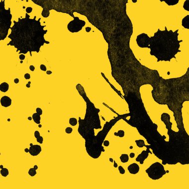 sarı arka plan doku soyut siyah boya splatters