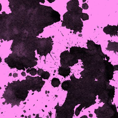 Soyut siyah boya doku pembe bir arka plan üzerinde splatters