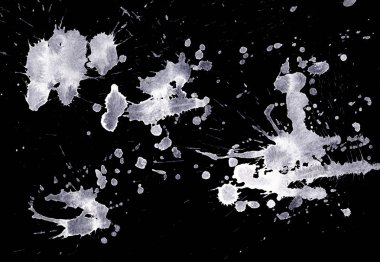 Soyut Beyaz boya doku siyah arka plan üzerine splatters